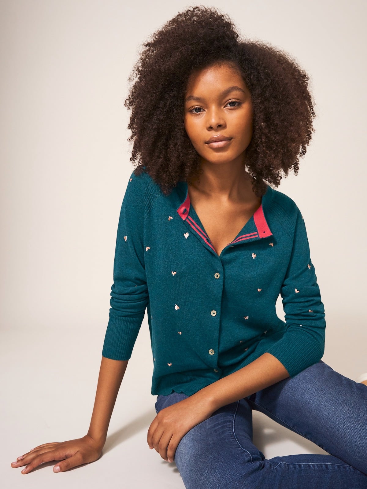 Strickjacke Lulu Teal Embroid