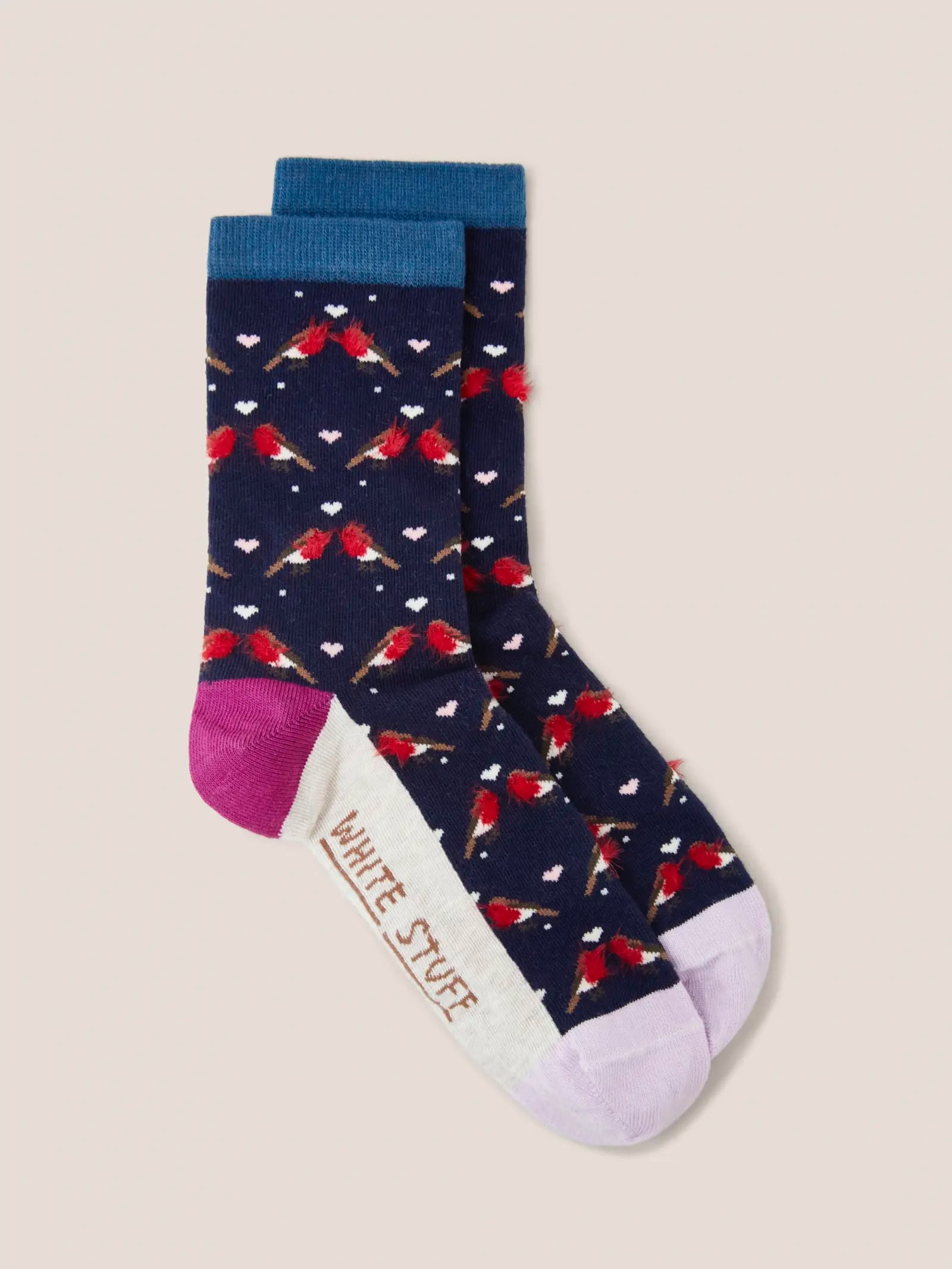 Socken Fluffy Robin