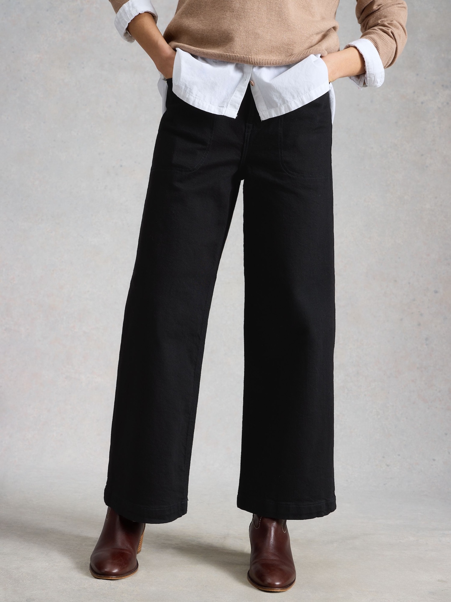 Jeans Tia Wide Crop Black